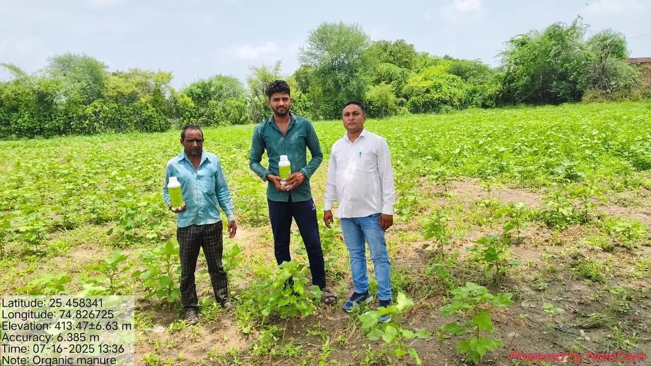 Field visit with farmers in an organic cotton crop