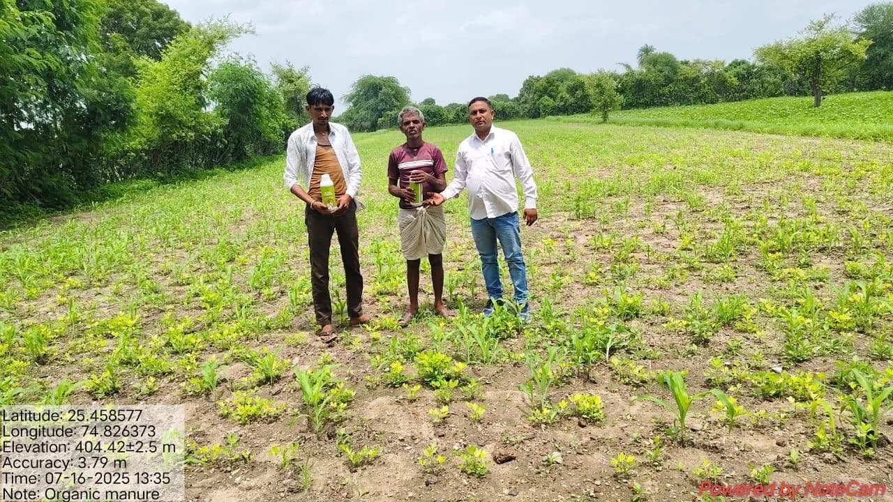 Field visit with farmers in an organic cotton crop